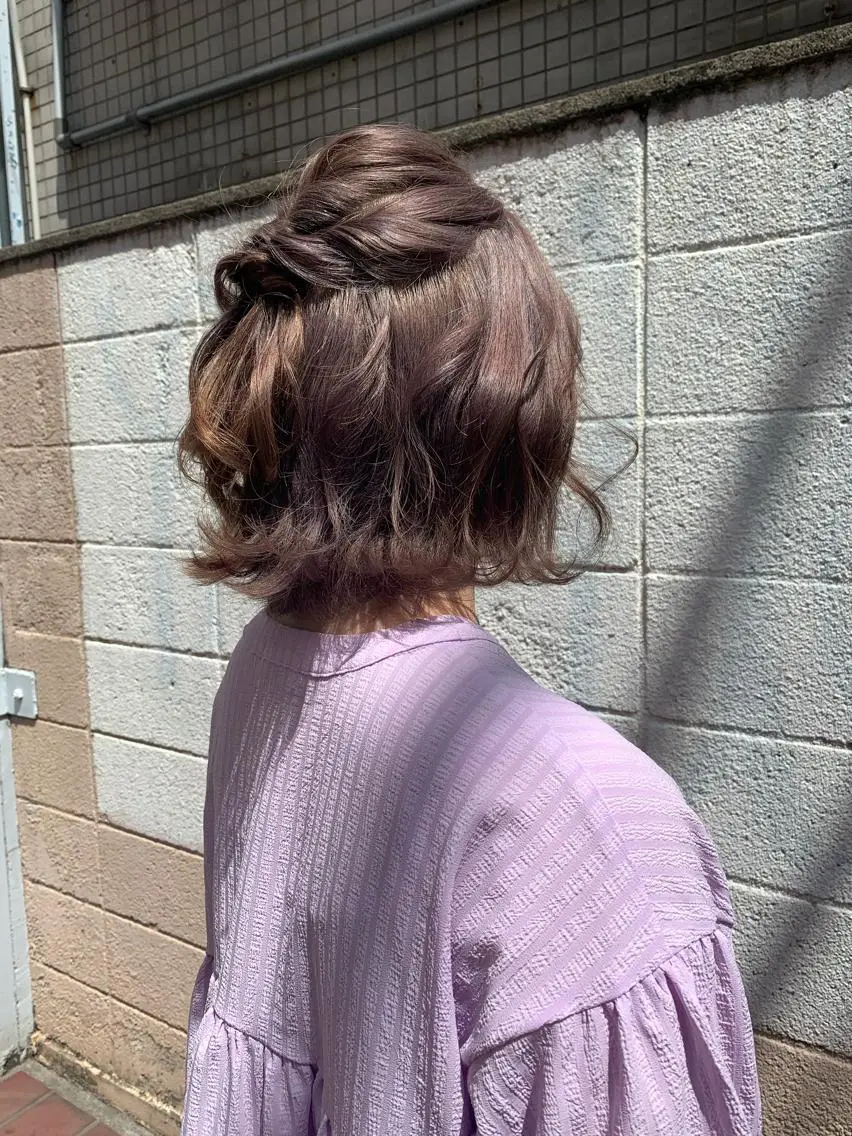 ショート ヘアアレンジ ハーフアップ ボブ ヘアセット ヘアアレンジ にいた かづしげのヘアスタイル