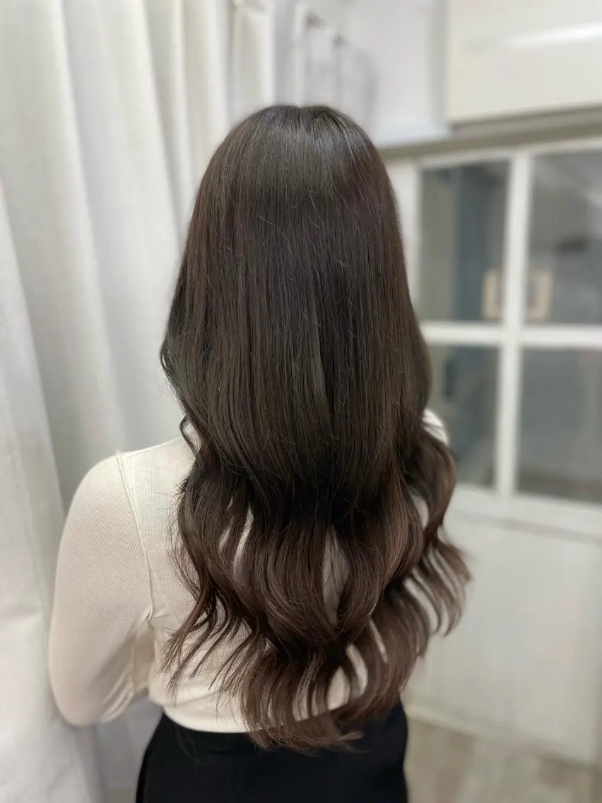 ロング カラー カット エクステ ヘアセット 韓国ヘア🤍髪質改善 🇰🇷AKANEのヘアスタイル