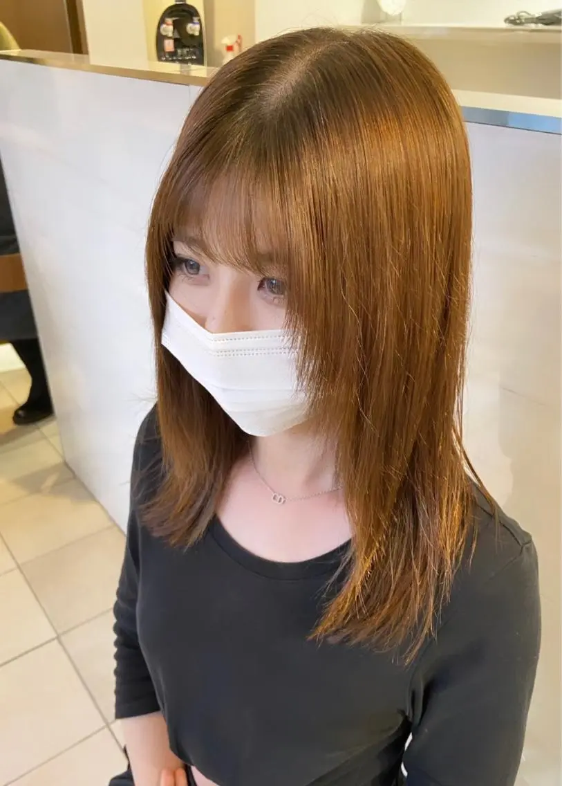 セミロング カラー パーマ ヘアアレンジ 顔周りカット レイヤーカット カット ヘアカラー 🫧🎀SARA/ 艶カラー/金山💓のヘアスタイル