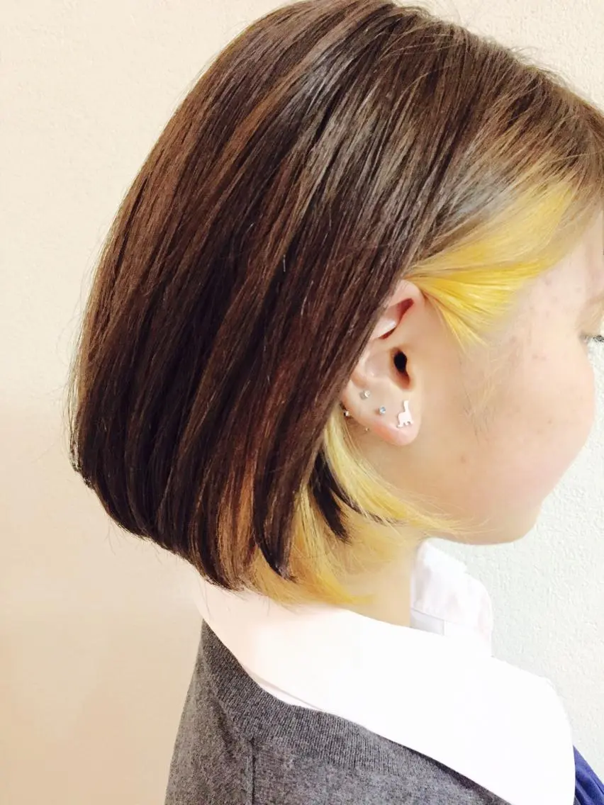 ショート ミディアム カラー ブリーチ インナーカラー ボブ 西村 達哉のヘアスタイル