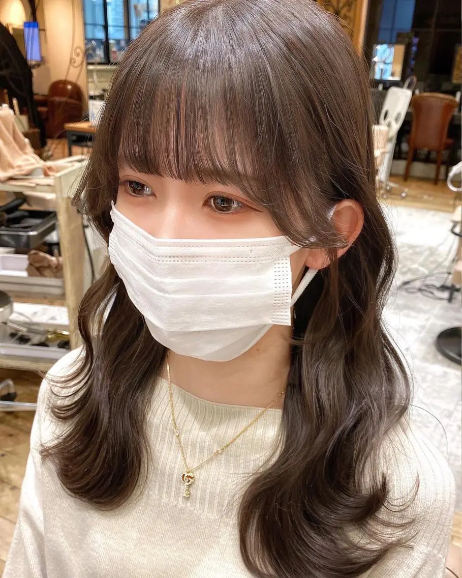セミロング カラー 顔まわりカット🌟 くびれヘア/寺門遥輝のヘアスタイル