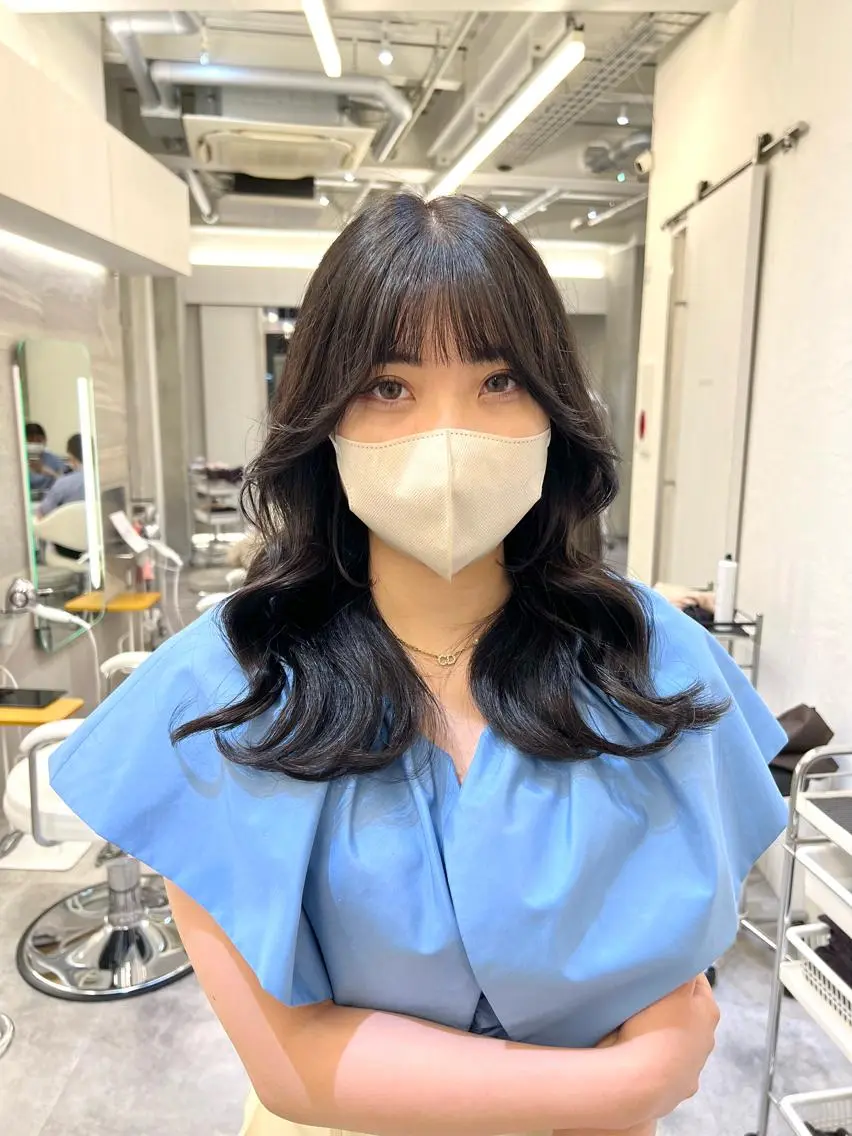 セミロング カラー ヘアアレンジ くびれヘア 韓国風ヘア 髪質改善/縮毛矯正 鈴木裕介のヘアスタイル