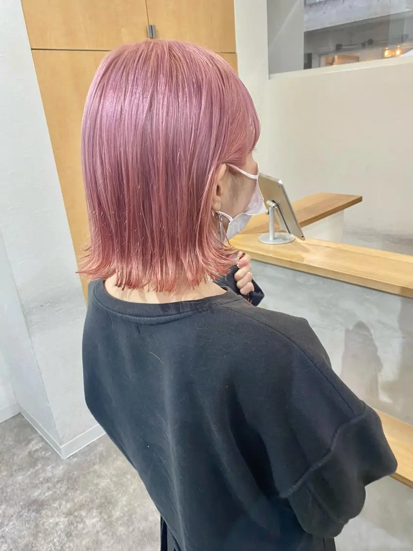 ショート カラー ピンクカラー ヘアカラー 森貴裕/ベージュ/ パーマ/オリーブのヘアスタイル
