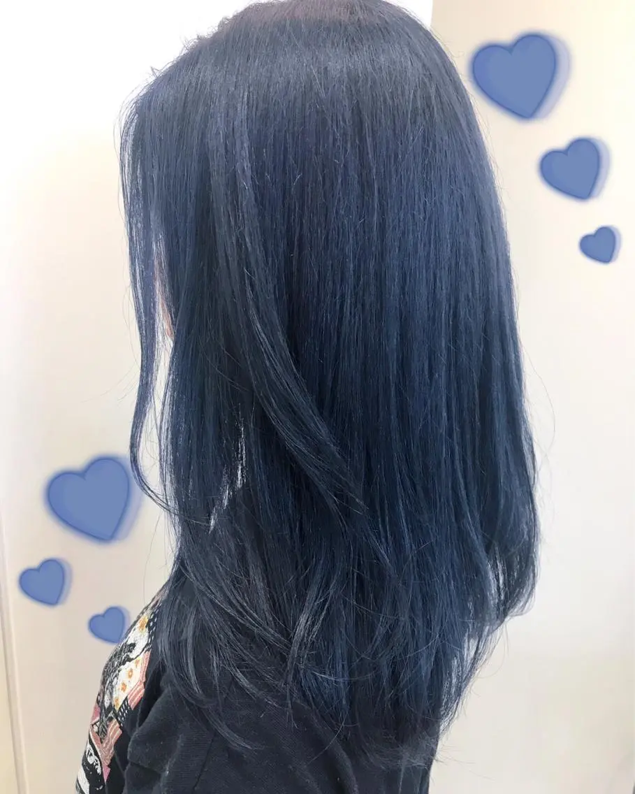 ミディアム カラー ネイビーカラー 新宿駅近♡個室 ♡関口三都季🌜のヘアスタイル