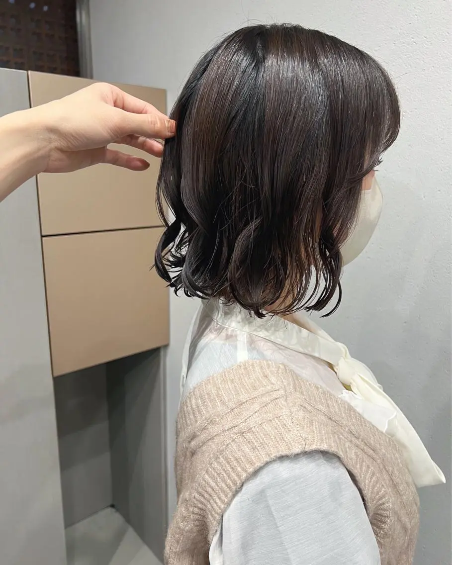 パーマ カット ヘアカラー パーマ ボブパーマコテ巻き風 パーマNo1深江秀平のヘアスタイル