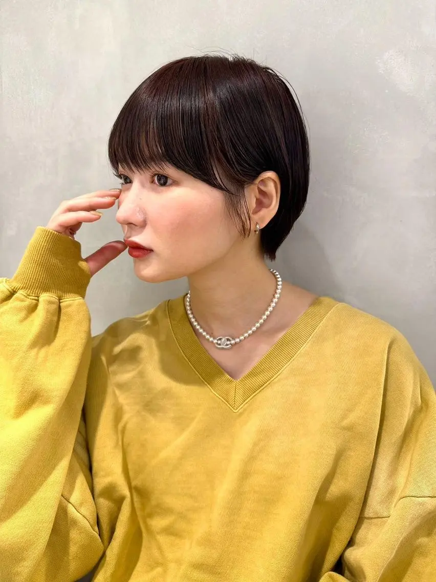 ショート カラー 丸みショート ボルドーカラー ブラウンカラー ショートヘア カット ヘアカラー 骨格診断で絶対可愛い ✨丸みショート✨凌弥のヘアスタイル