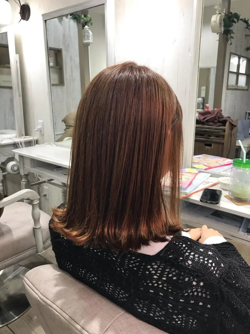 ミディアム オレンジブラウン ネモトメイナ🌿‬ 今月末で退職しますのヘアスタイル