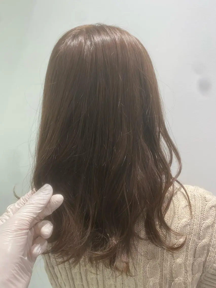 セミロング カラー パーマ ヘアアレンジ マツエク・マツパ 韓国風ベージュ🤎 赤みなし🌿横浜🤎のヘアスタイル