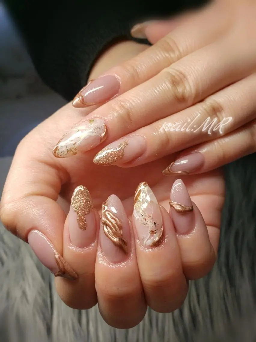 ネイル 大理石ネイル(マーブル) ニュアンスネイル スカルプネイル Nail salon Coco【溝の口駅】のネイルデザイン