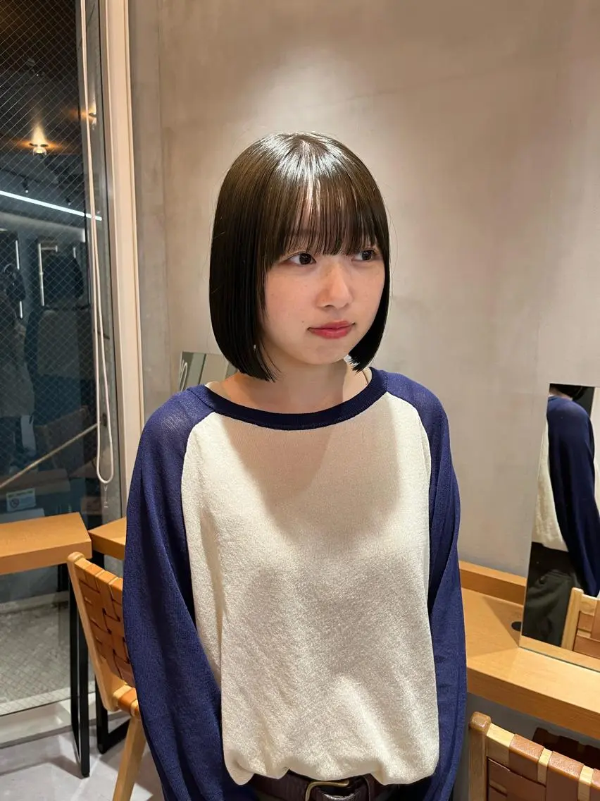 ミディアム カット ヘアカラー トリートメント ボブ&顔まわりレ イヤー♡TOMOE♡のヘアスタイル
