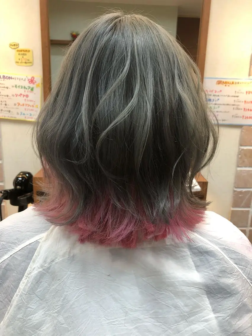 ショート カラー ブリーチ インナーカラー ピンクカラー ヘアカラー トリートメント 大野 まゆのヘアスタイル