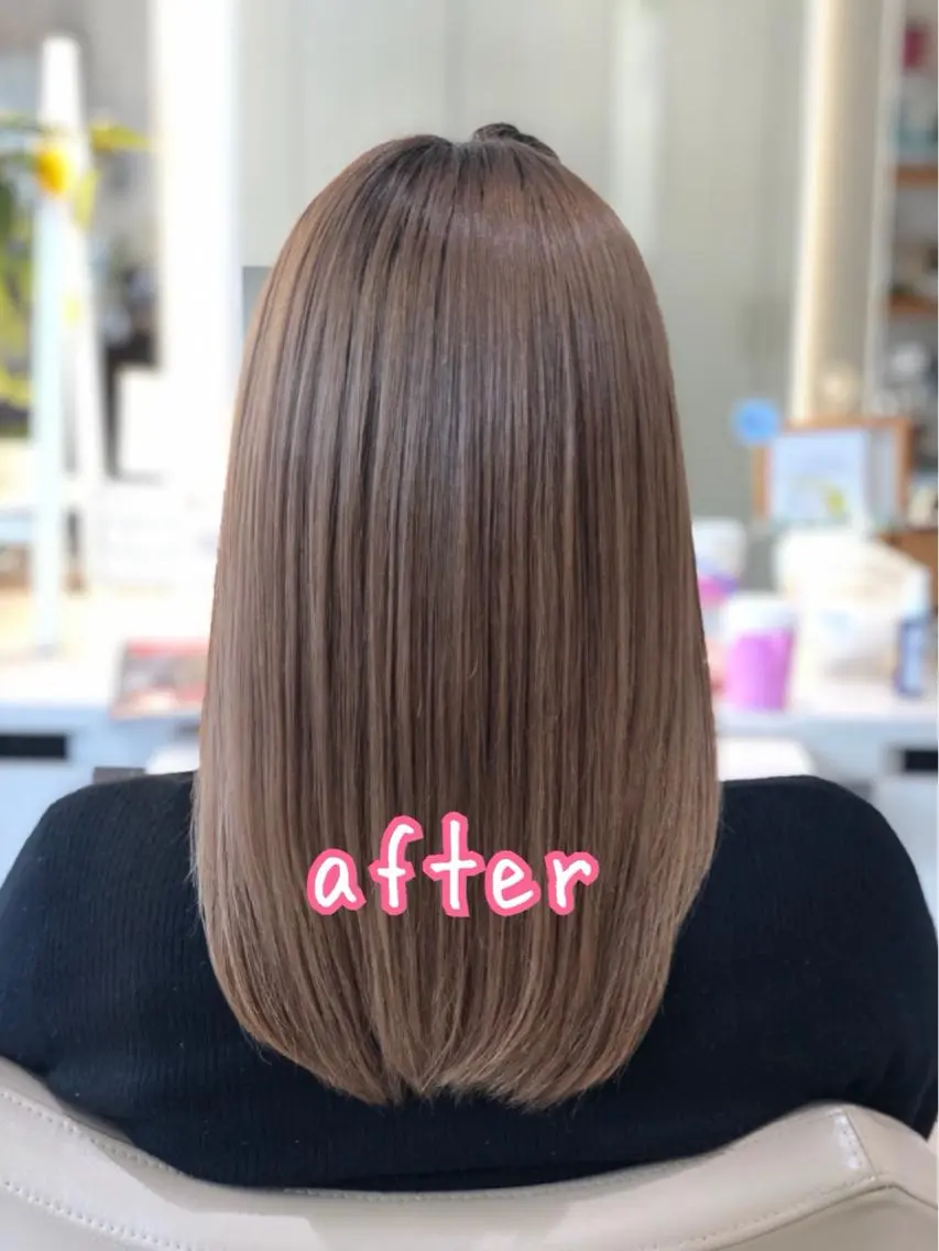 ミディアム パーマ 縮毛矯正 安井 昴 💫ブリーチ縮毛矯正のヘアスタイル