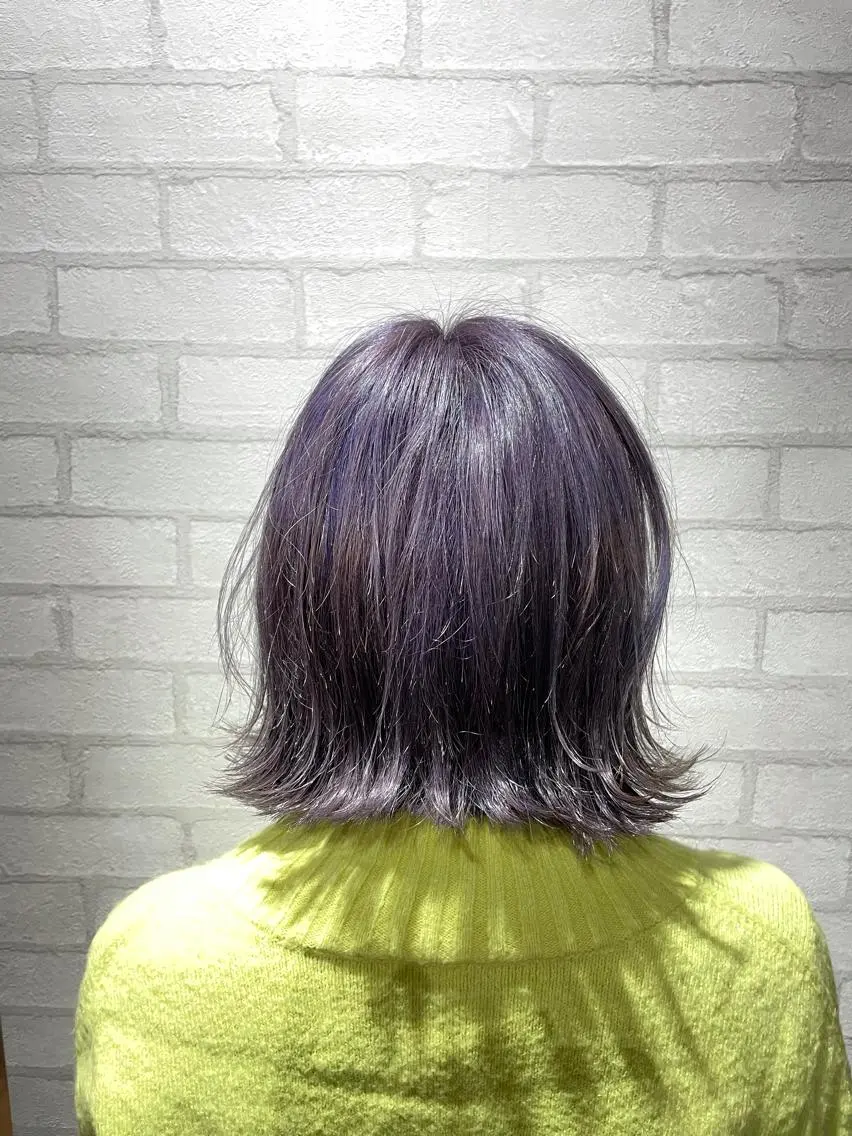 ミディアム カラー ブリーチ バイオレットカラー メンズ特化☝️添田 好恵のヘアスタイル