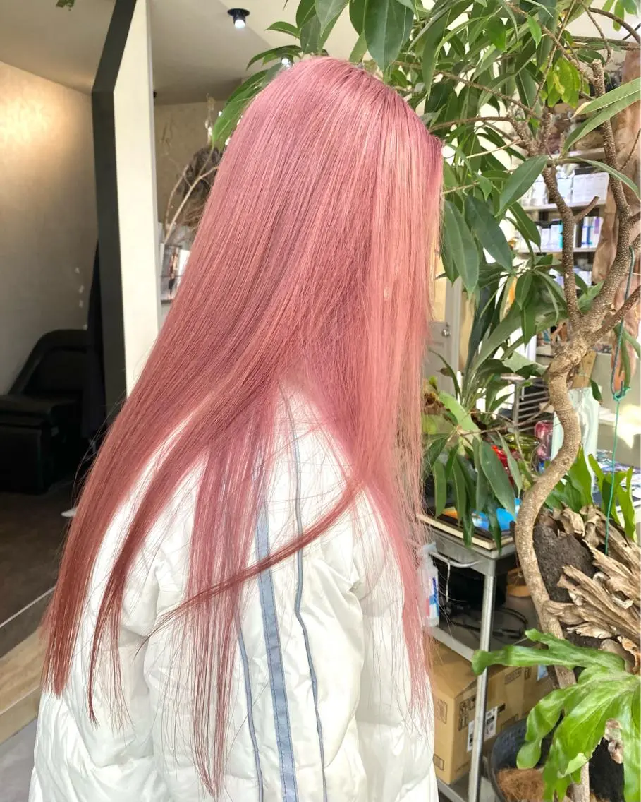ロング カラー ブリーチ デザインカラー ハイトーンカラー ピンクカラー 🍈yurina 福岡/パーマ🍈のヘアスタイル