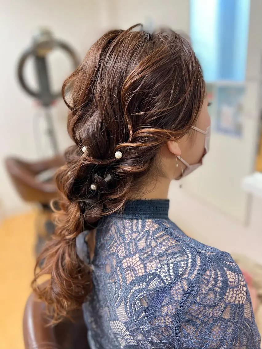 ヘアアレンジ 結婚式・ブライダル ヘアセット フェムフィット導入 個室空間✨佐藤華成のヘアスタイル