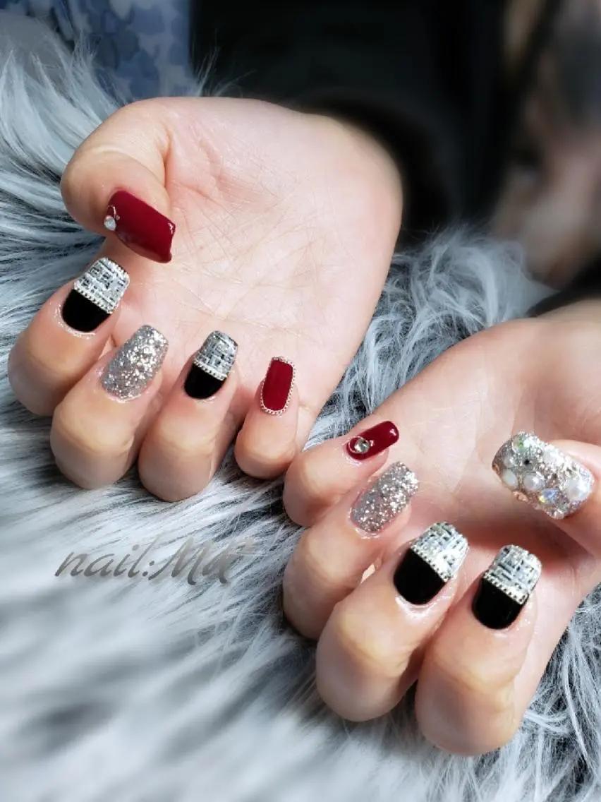 ネイル 持ち込み スカルプネイル ツイードネイル Nail salon Coco【溝の口駅】のネイルデザイン