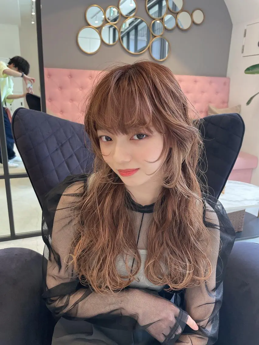 ロング ヘアカラー トリートメント 韓国風レイヤーカット 松葉翔のヘアスタイル