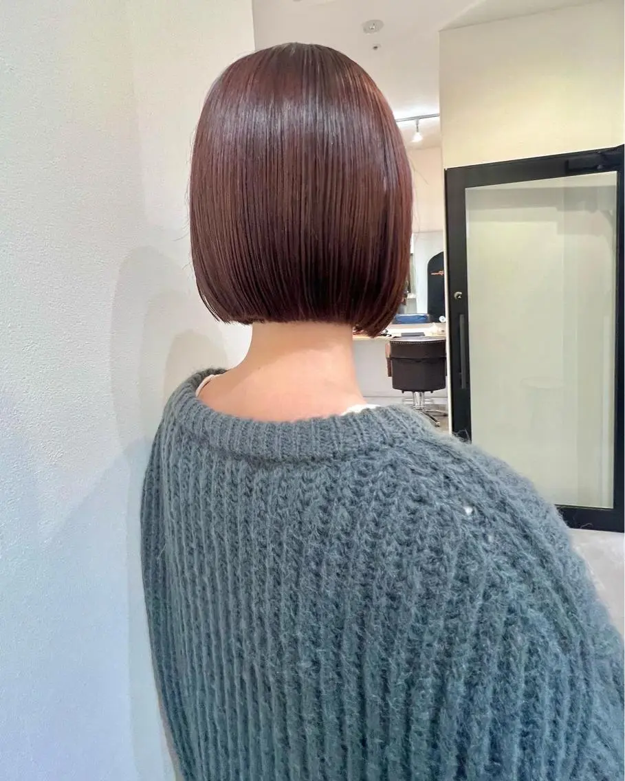 ショート カラー ブラウンカラー ピンクカラー ピンクブラウン ボブ しおり/パーマ/ newi町田のヘアスタイル