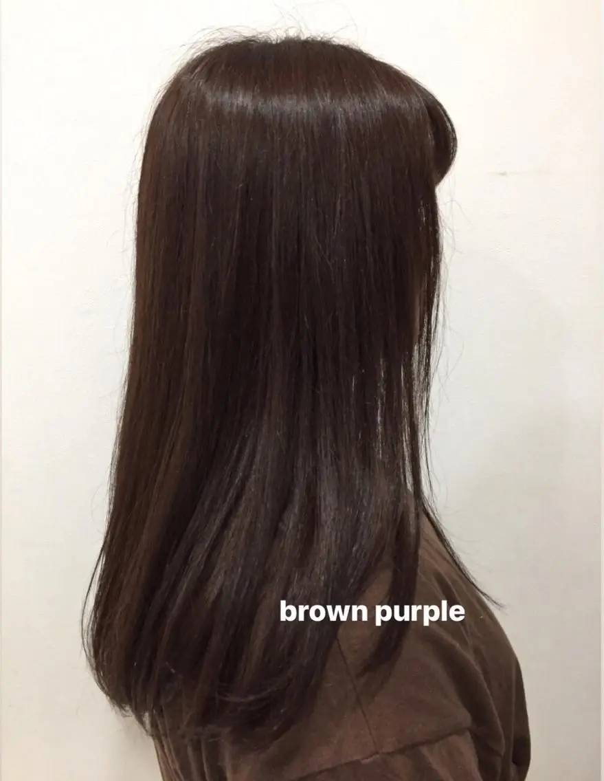 ロング カラー ブリーチ ブラウンカラー パープルカラー 脱白髪染め美容師 竹内涼乃のヘアスタイル