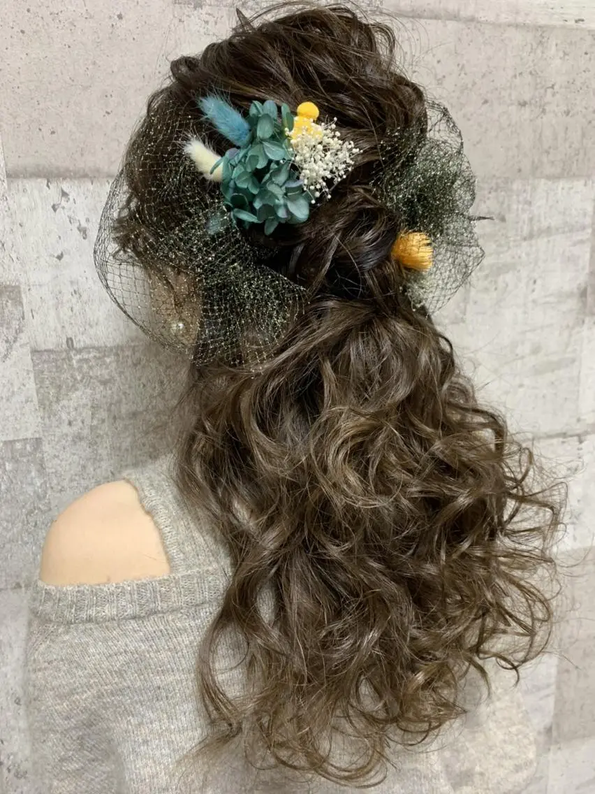 ロング ヘアアレンジ ハーフアップ Achieve 三ノ宮のヘアスタイル