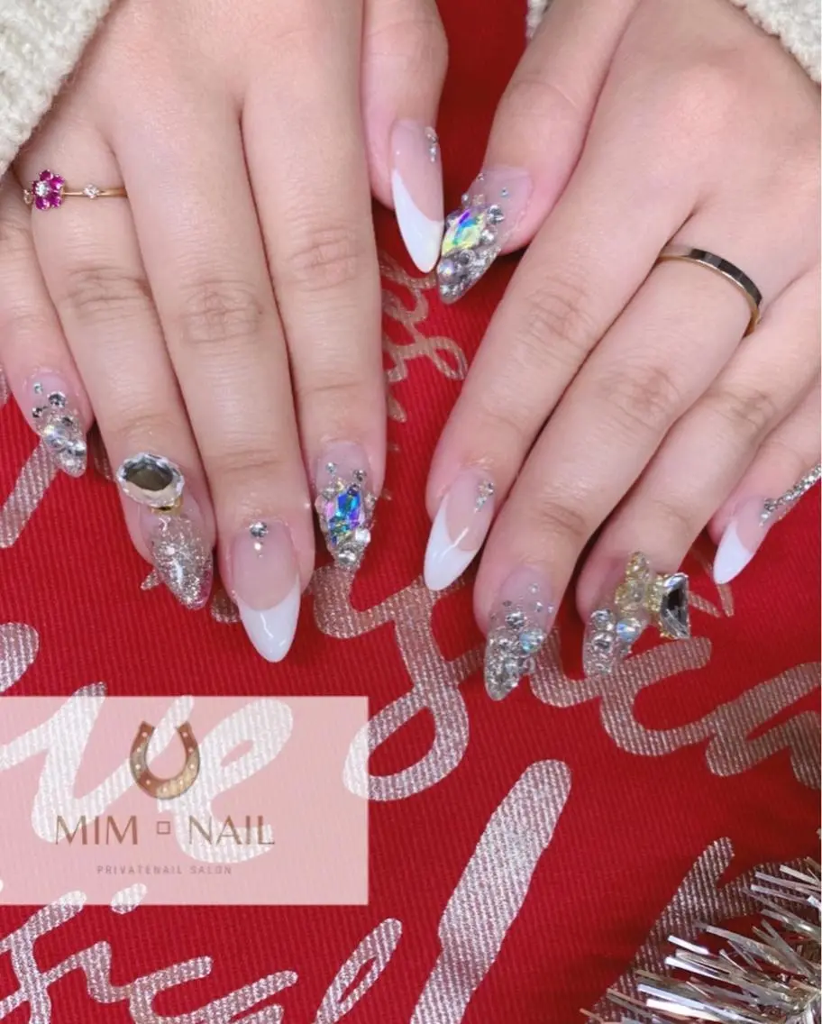 ネイル フレンチネイル キラキラネイル 韓国ネイル スカルプネイル *･*MIMnail 1号店･*:･*のネイルデザイン
