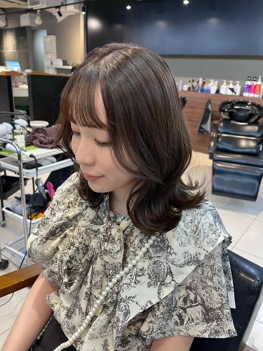セミロング カラー ヘアアレンジ キッズ ネイル マツエク・マツパ 透明感カラー🤎 ゆりのヘアスタイル