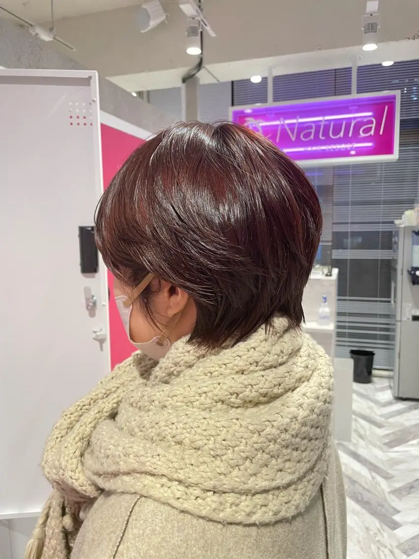 ショート カラー 黒髪 ブルーカラー ブルーブラック 透明感カラー グレージュ 藤本 夢@yummekunのヘアスタイル