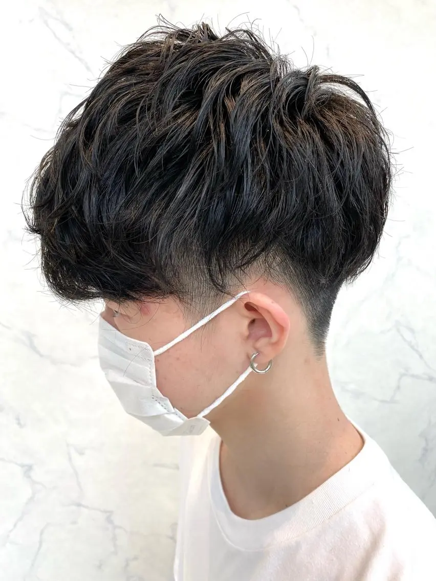ショート パーマ メンズ カット パーマ 【𝐀𝐬𝐡大森】 石崎竜祐のヘアスタイル