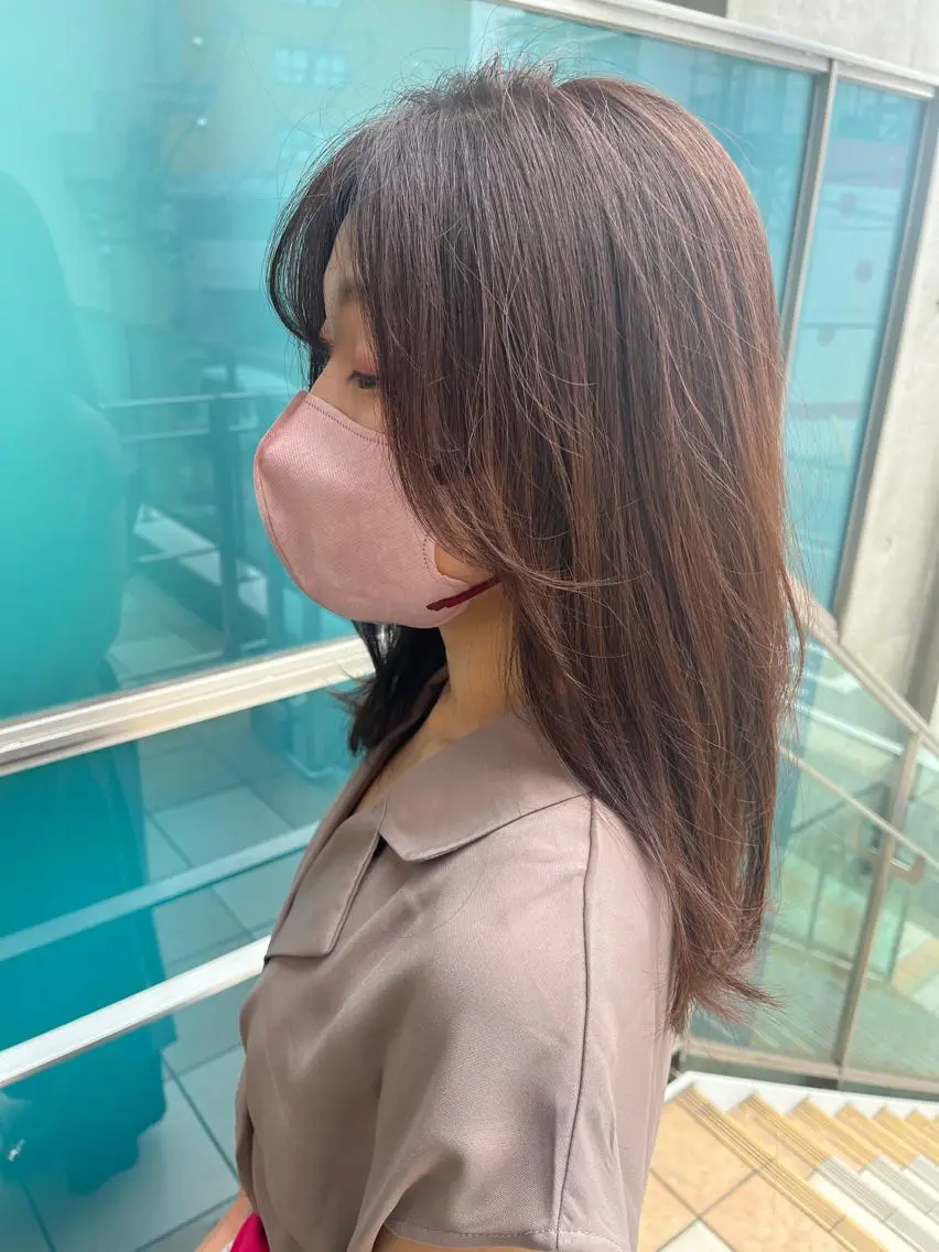 ロング カラー パーマ ヘアアレンジ メンズ キッズ ネイル マツエク・マツパ アイブロウ メンズパーマ ブラウンカラー ケアカラー 透明感カラー ピンクカラー 久木原 ゆりのヘアスタイル