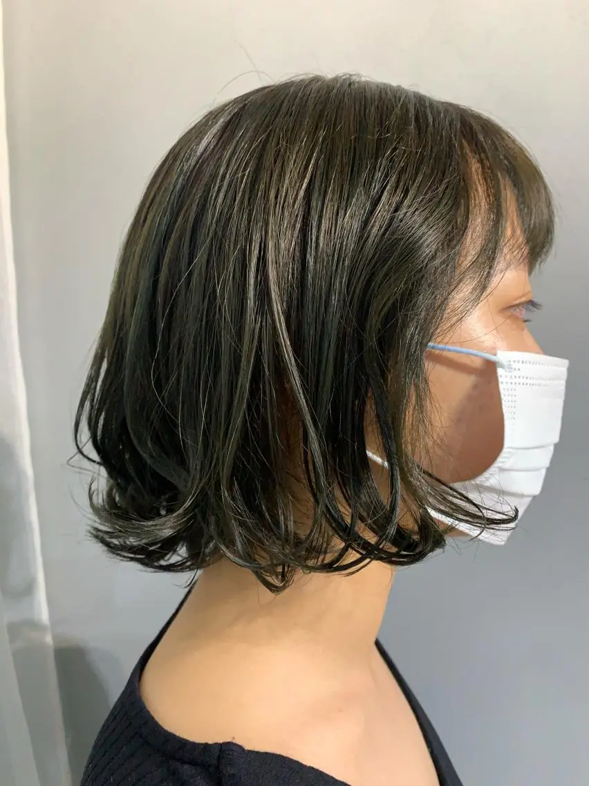 カラー ボブパーマコテ巻き風 パーマNo1深江秀平のヘアスタイル