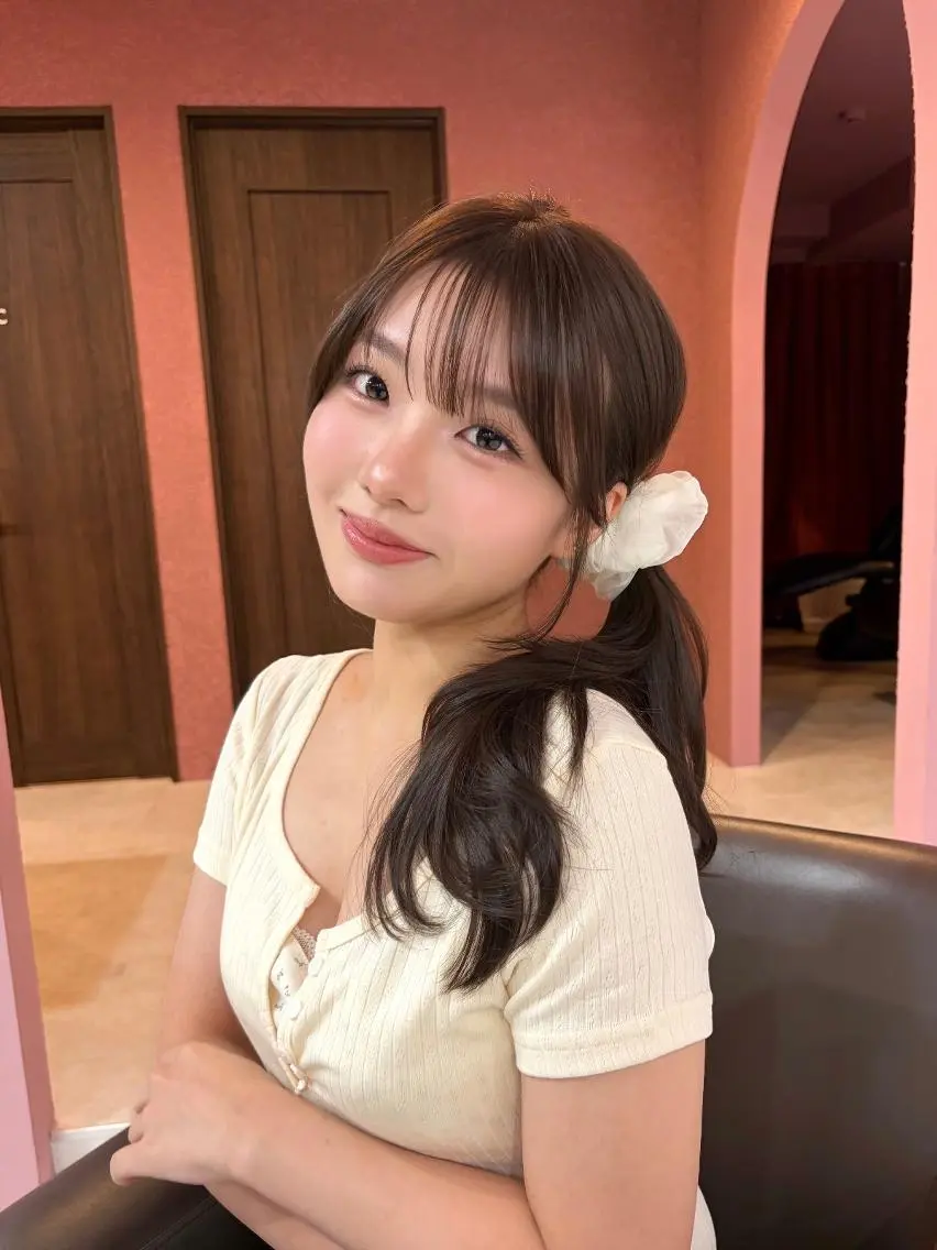 セミロング 韓国風ヘア レイヤーカット カット ヘアカラー トリートメント クロスパーマ/前髪 縮毛 木串楽人のヘアスタイル