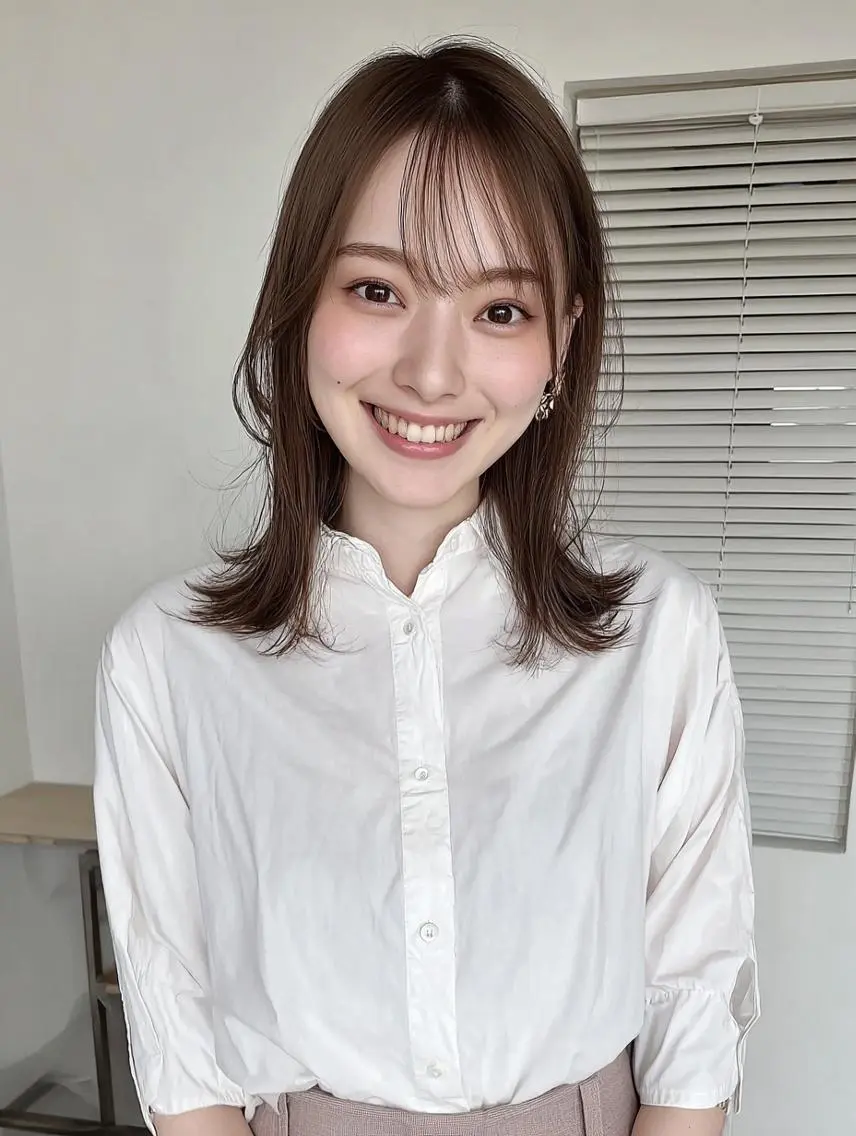 ミディアム 佐藤 優芽香のヘアスタイル
