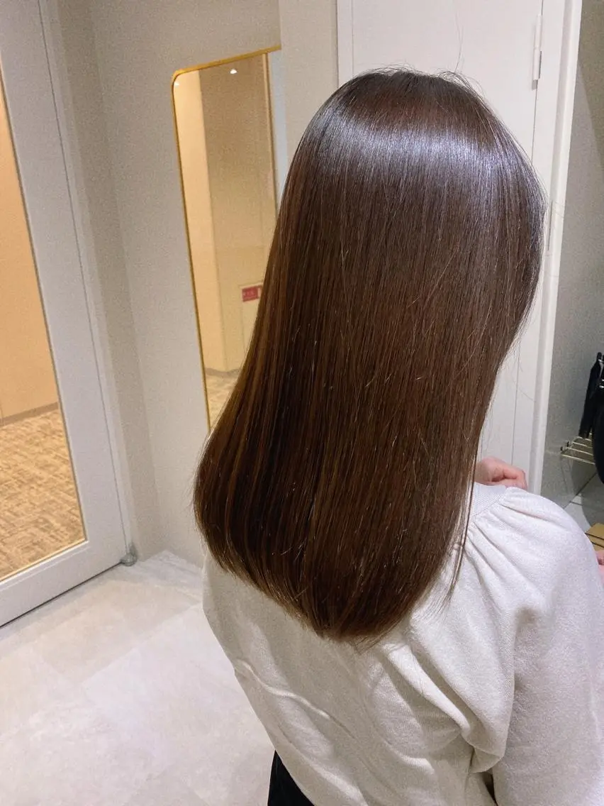 ミディアム カット 縮毛矯正 シムラ カイゲンのヘアスタイル