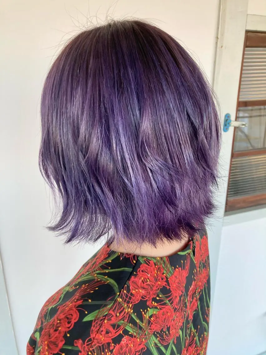 ミディアム パープルカラー タカツド ユウキのヘアスタイル