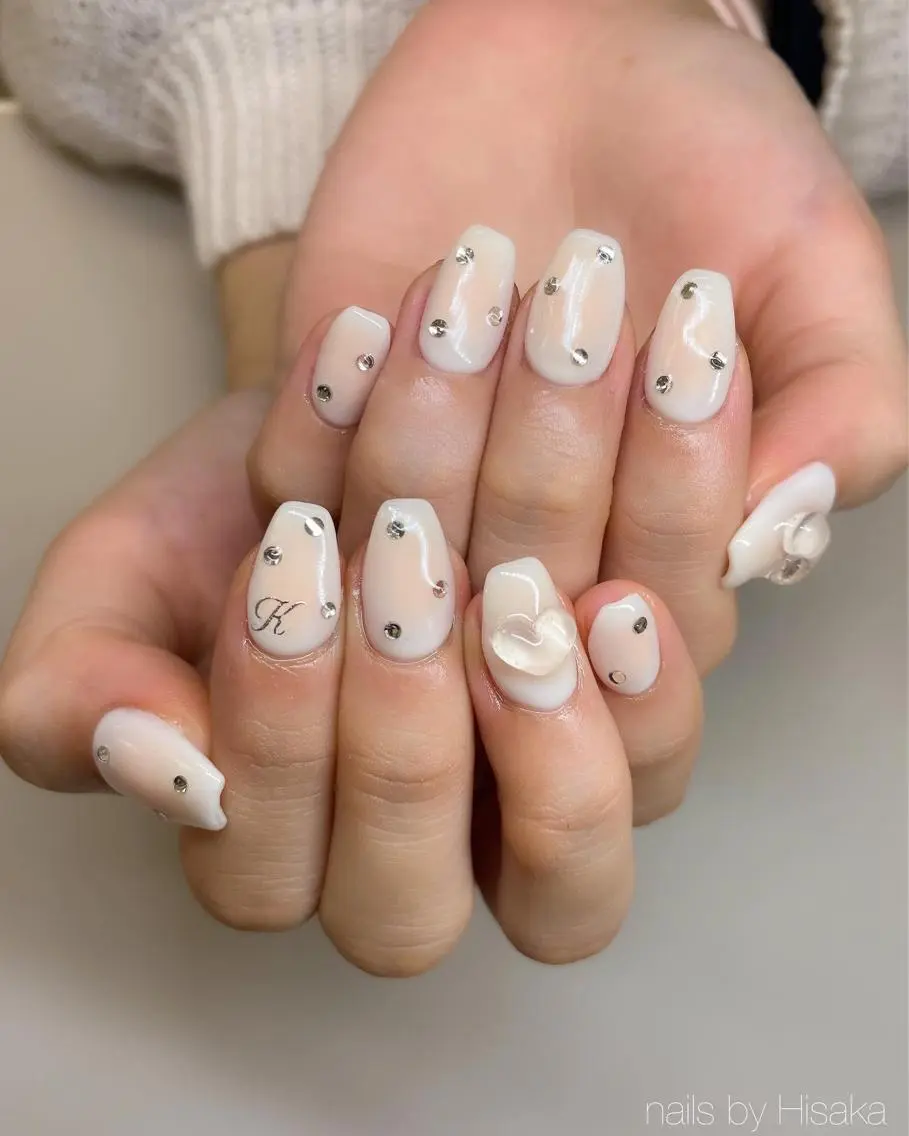 ネイル ハート ハンドネイル Hisaka Mikiのネイルデザイン