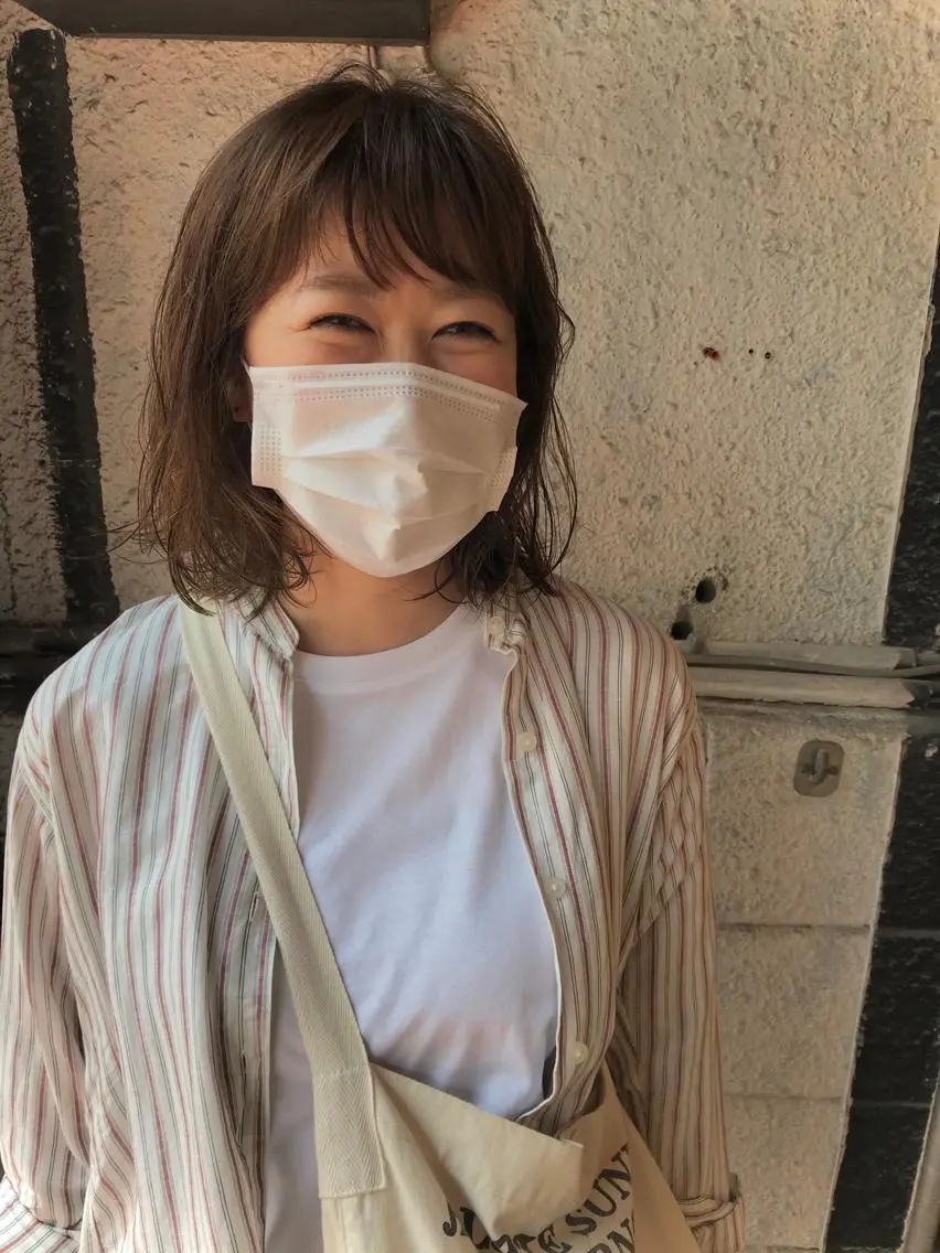 ミディアム くせ毛 ハイライト カット ヘアカラー トリートメント ayane⭐️ボブ・ ショート・パーマのヘアスタイル