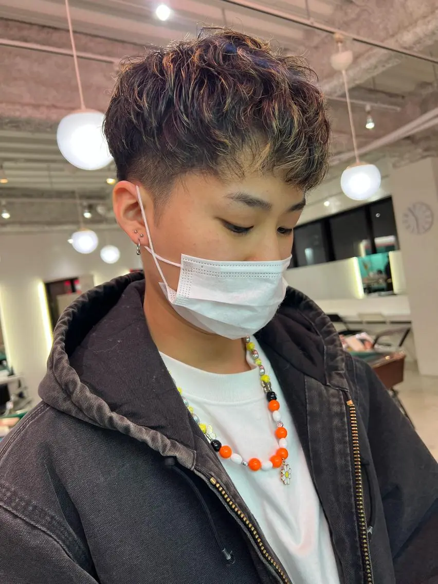 ショート カラー パーマ メンズ 🧨ブリーチー×ボブ レイヤー💎じゅえるのヘアスタイル