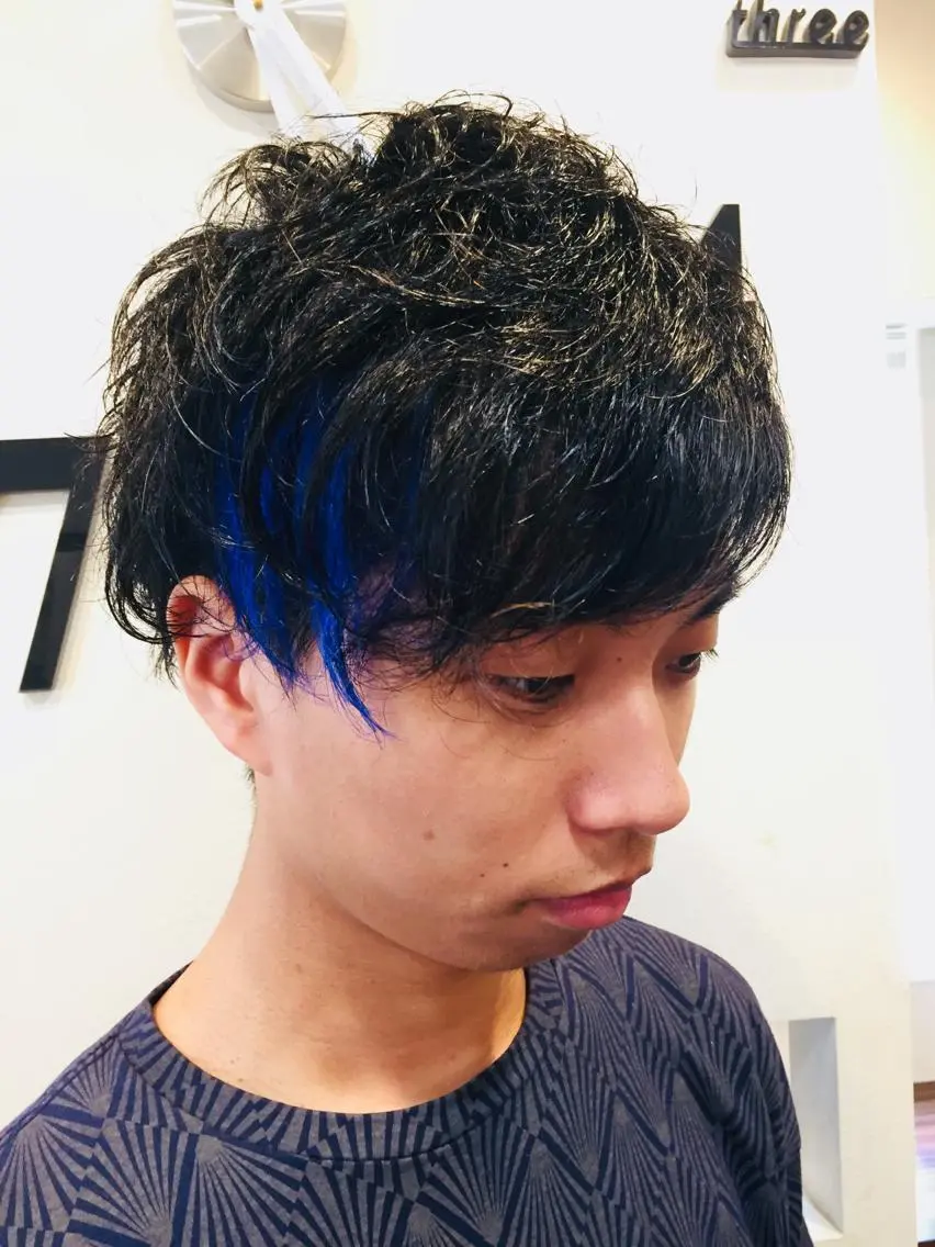ショート カラー メンズ ブルーカラー ヘアカラー トリートメント ヘアセット 中村 優太のヘアスタイル