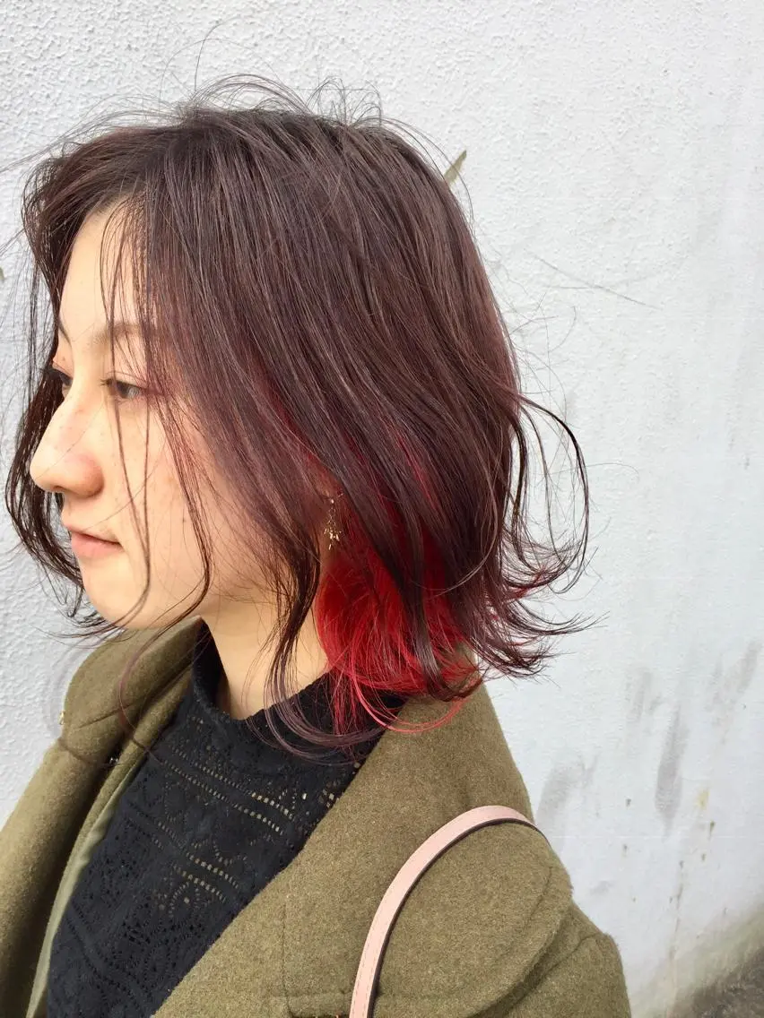 ミディアム カラー インナーカラー レッドカラー 髪質改善/白髪ぼかし KENTAのヘアスタイル