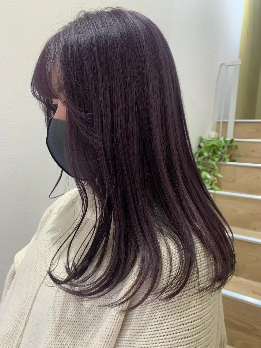 セミロング カラー ブリーチ ラベンダーカラー カット ヘアカラー トリートメント hubhair レイヤー/透明感のヘアスタイル