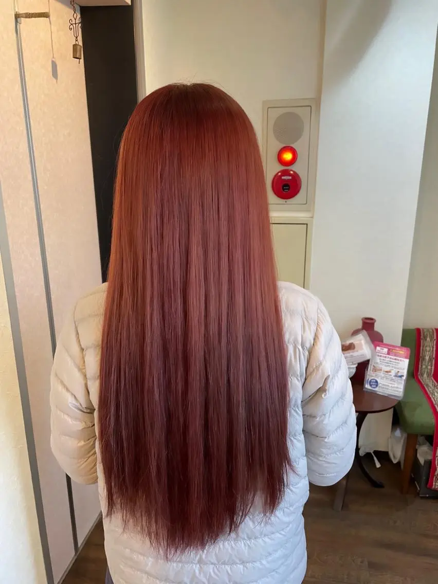 ロング カラー ブリーチ ブリーチなしカラー ピンクカラー 透明感カラー/ブリー チ無し/瀧田恭平のヘアスタイル