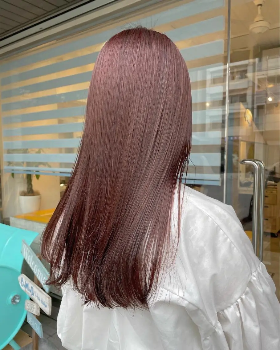ミディアム カラー ブリーチ ブラウンカラー ブリーチなしカラー ピンクカラー ピンクブラウン カワシマ セイカのヘアスタイル