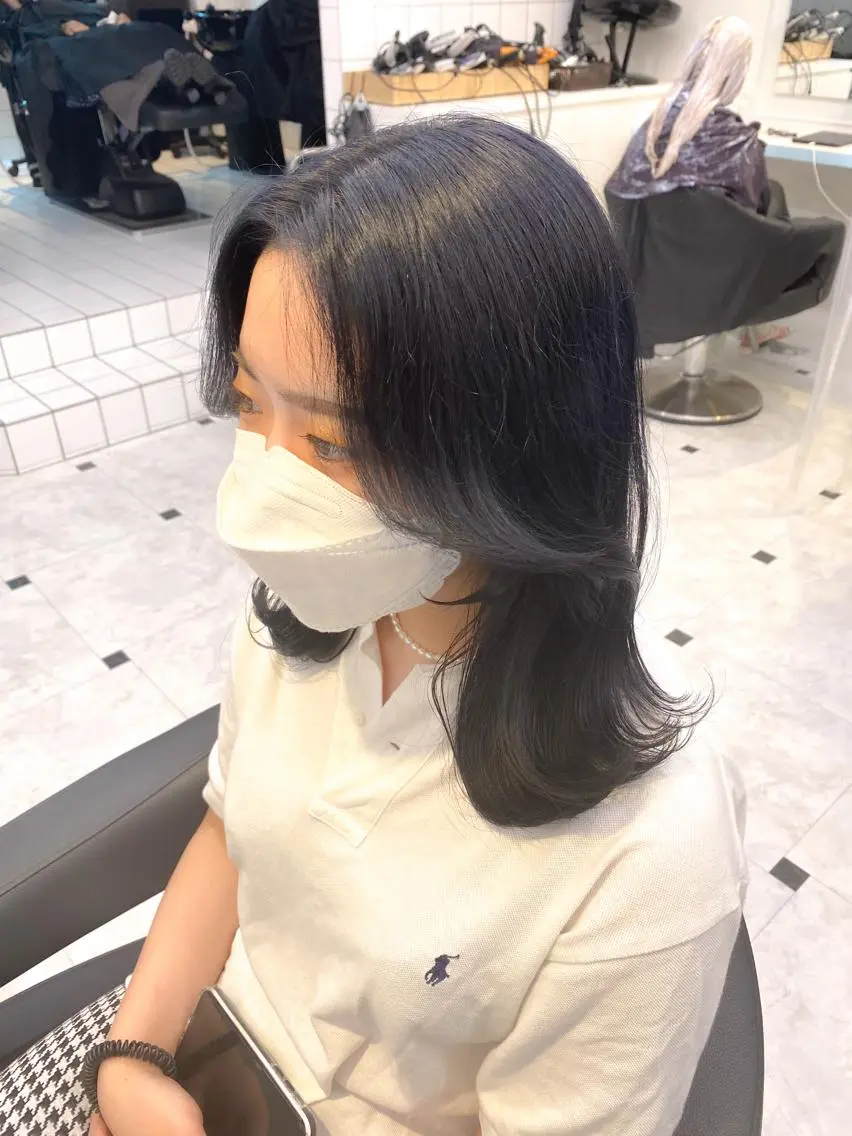 セミロング カラー ヘアアレンジ 黒髪 くびれヘア おくれ毛 カット ヘアカラー トリートメント ヘッドスパ ヘアセット 💖韓国ヘアの匠 💖TAKUMI💖のヘアスタイル