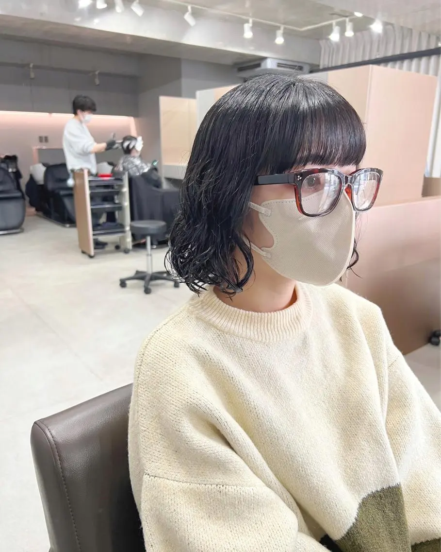 ショート パーマ カット パーマ トリートメント ボブパーマコテ巻き風 パーマNo1深江秀平のヘアスタイル