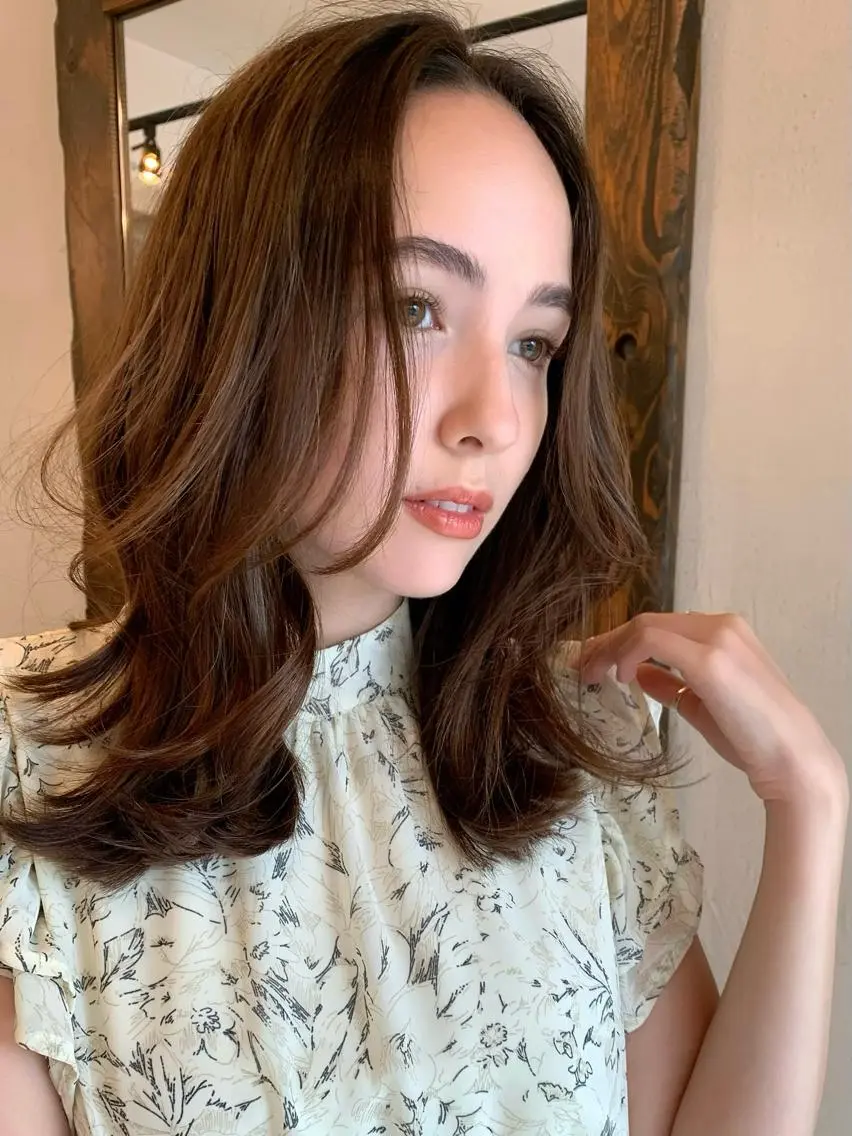 ミディアム カラー 透明感カラー✂︎ /縮毛矯正/YUKAのヘアスタイル