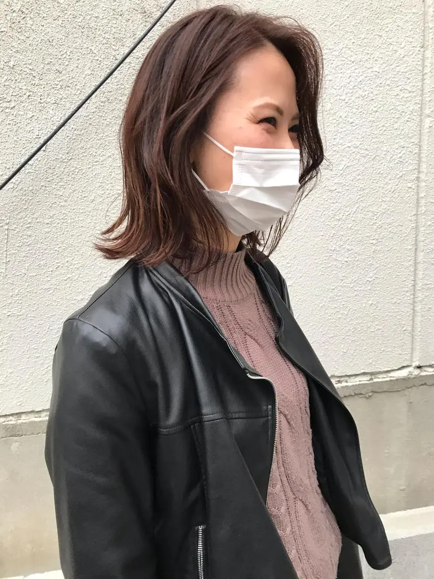 ミディアム カット ヘアカラー トリートメント ayane⭐️ボブ・ ショート・パーマのヘアスタイル