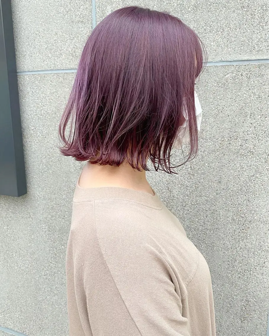 ミディアム カラー ヘアアレンジ ブリーチ ラベンダーカラー 榎園 由美のヘアスタイル