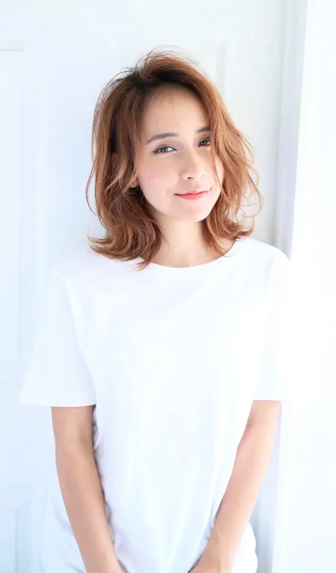 ミディアム カラー パーマ レイヤーカット ひがし まさし JYUNESU副代表のヘアスタイル