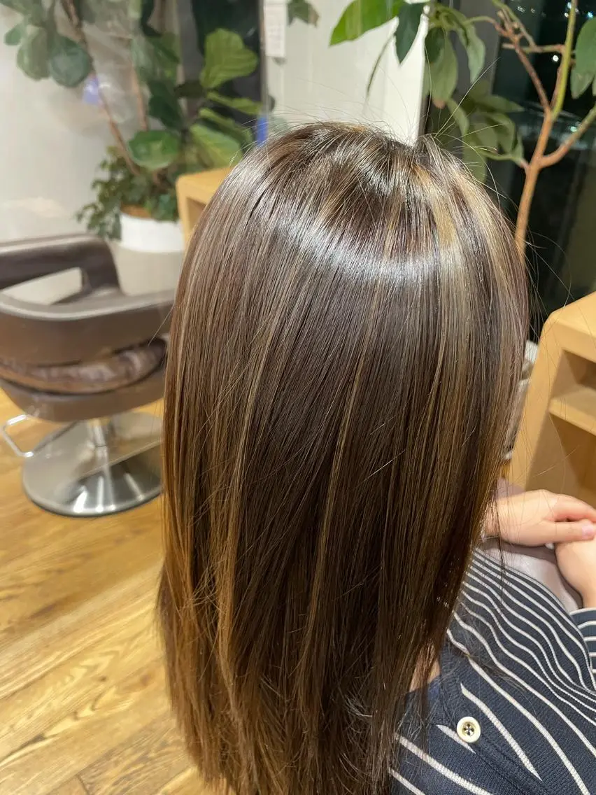 セミロング カラー ベージュカラー ハイライトカラー ハイライト 韓国風カラー🤎 𝒄𝒉𝒊𝒌𝒂のヘアスタイル