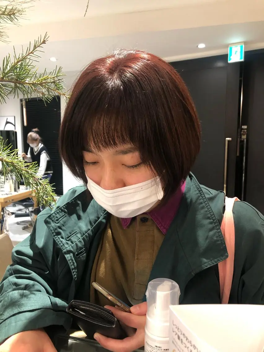 ショート カラー ブリーチ ブラウンカラー ブリーチなしカラー レッドカラー レッドブラウン ミヤギ リュウキのヘアスタイル